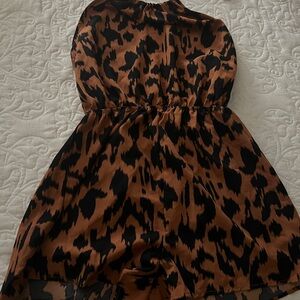 Leopard Print Neck Strap Jumpsuit